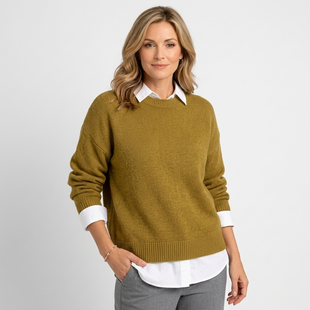 Women’s Oversized Knit Jumper – Crew Neck Long Sleeve Sweater