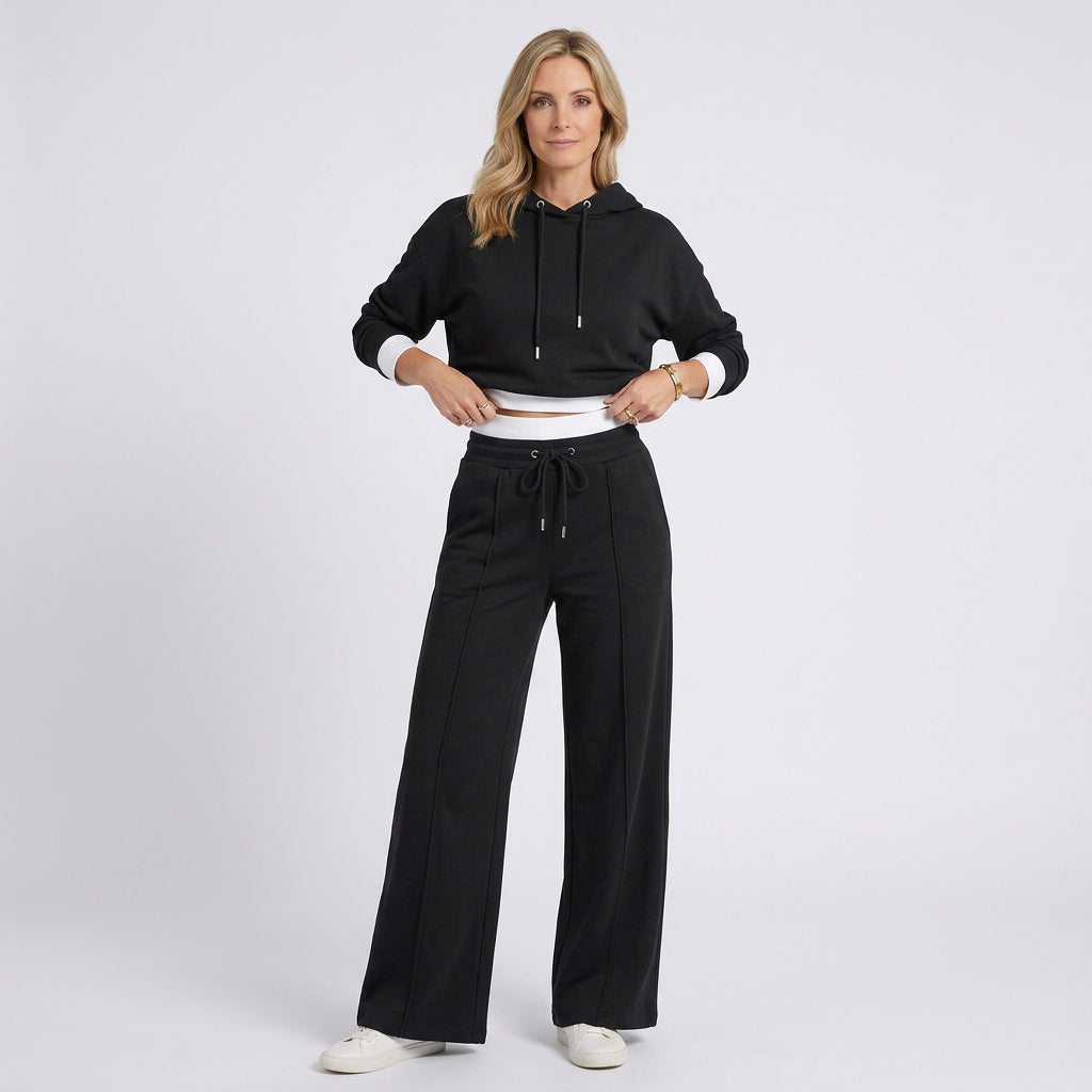 Women Two Piece Hoodie Set Wide Leg Pants Casual Everyday