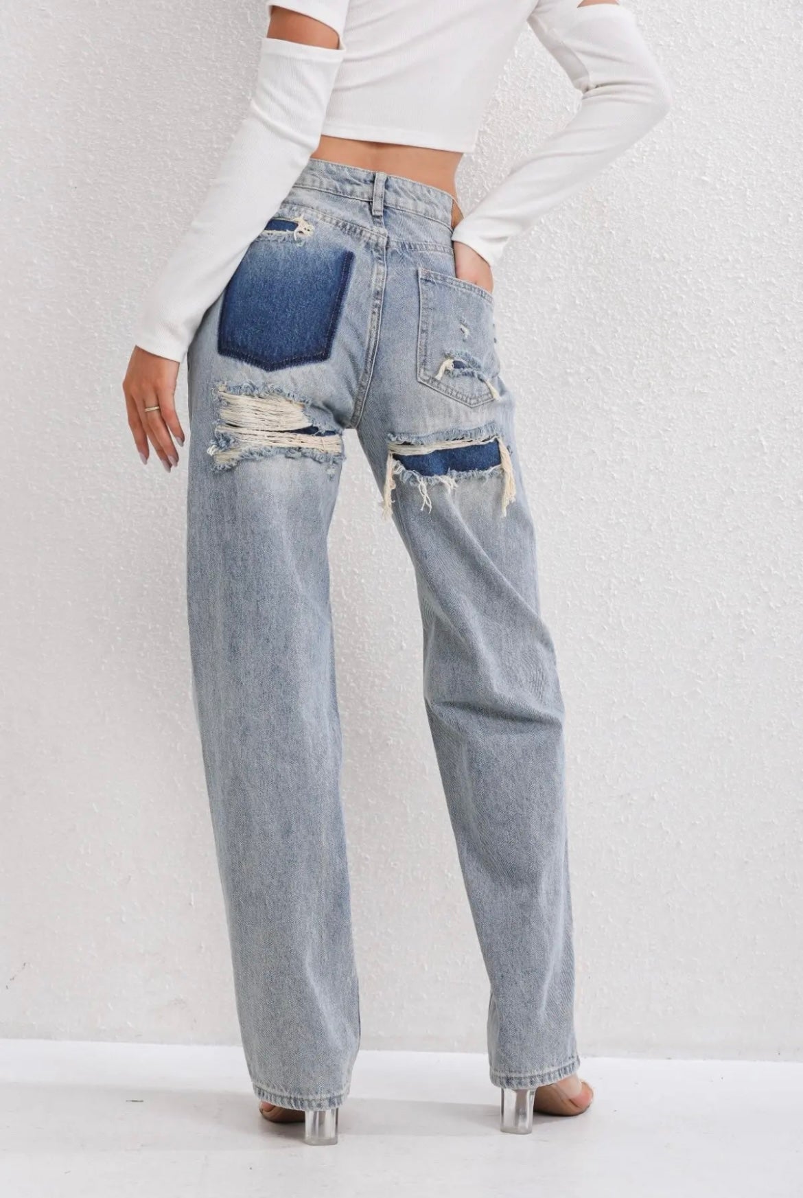 Women’s High Waisted Straight Leg Jeans – Relaxed Fit Denim Trousers