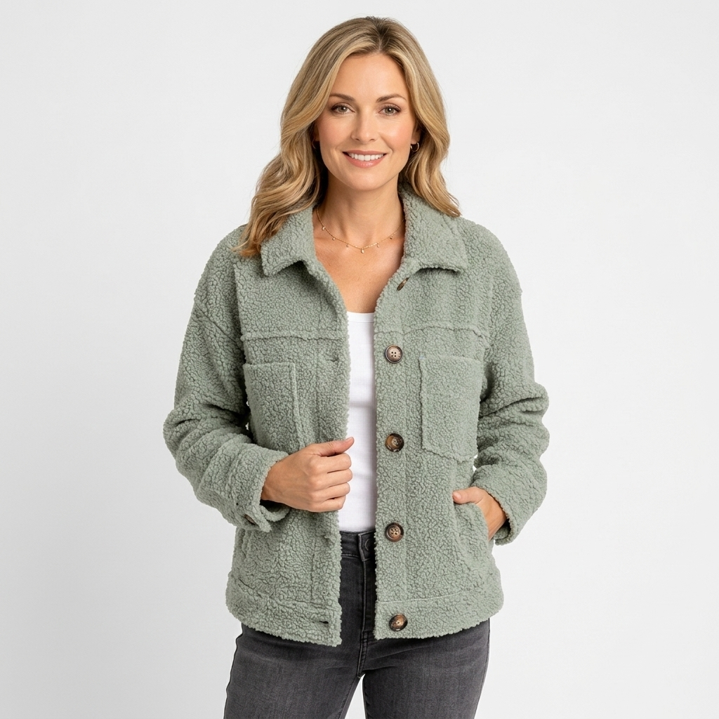 Women’s Teddy Fleece Button Jacket – Soft Borg Shacket