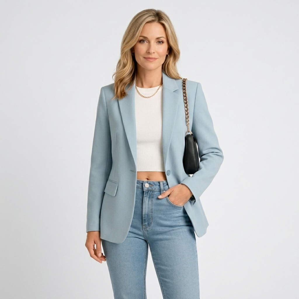 Women’s Tailored Single Button Blazer – Long Sleeve Office Jacket