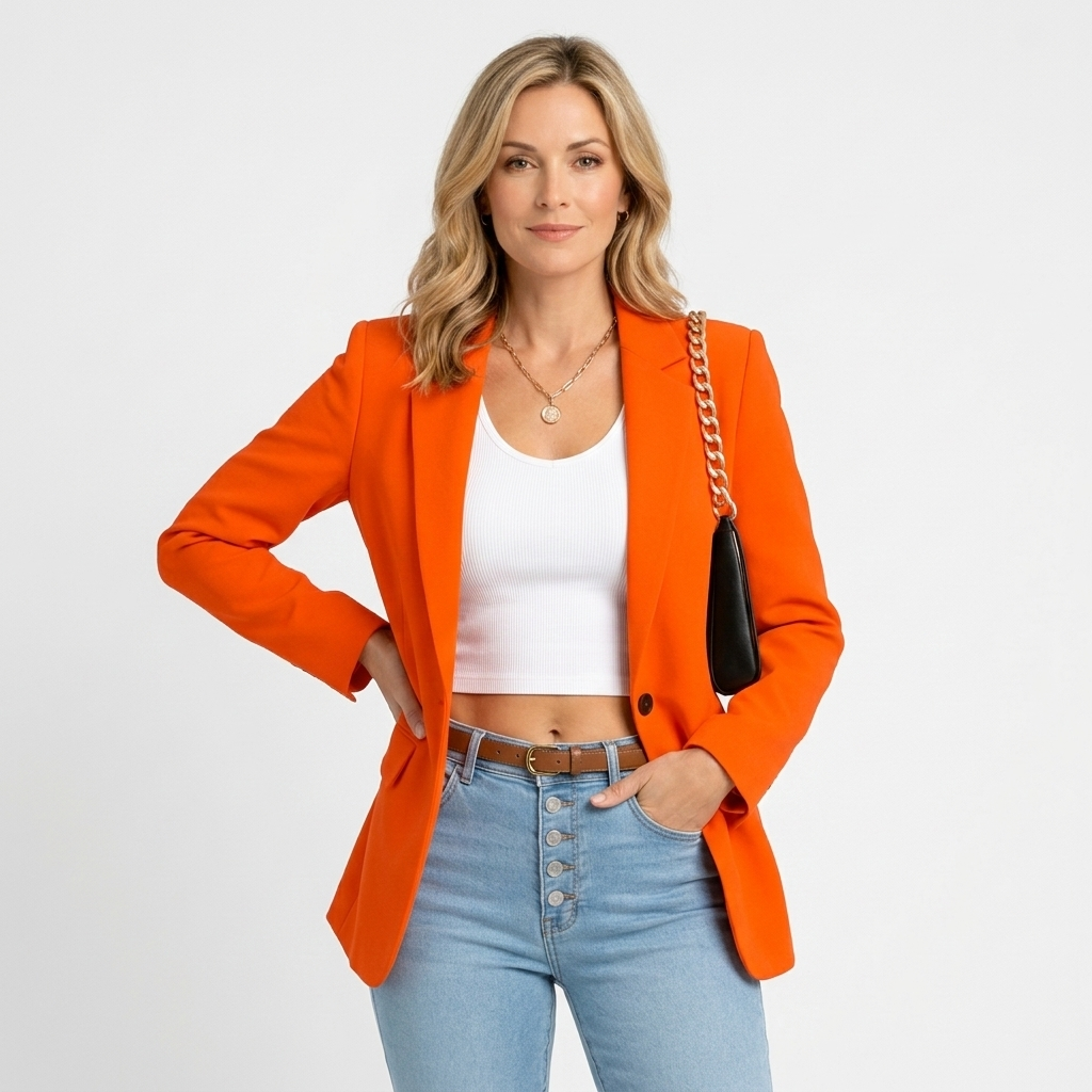 Women’s Tailored Single Button Blazer – Long Sleeve Office Jacket