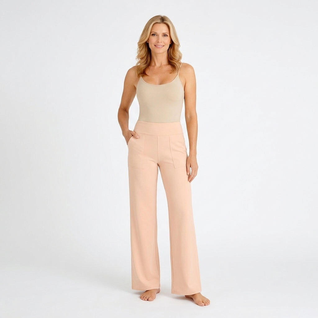 Women’s High Waisted Straight Leg Pants with Pockets – Wide Leg Trousers