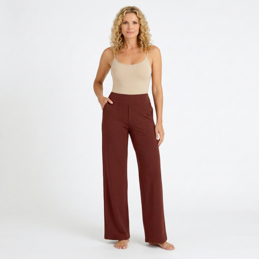 Women’s High Waisted Straight Leg Pants with Pockets – Wide Leg Trousers