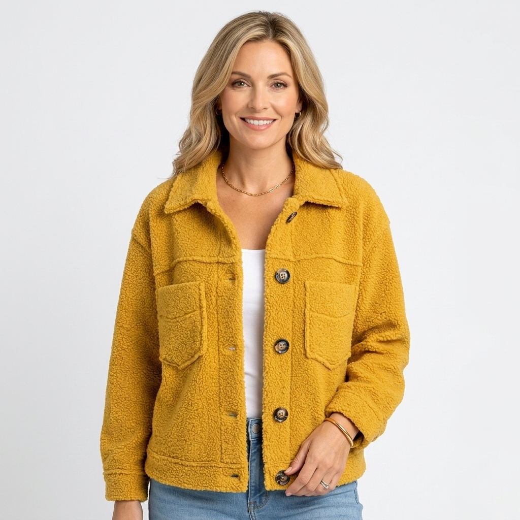 Women’s Teddy Fleece Button Jacket – Soft Borg Shacket