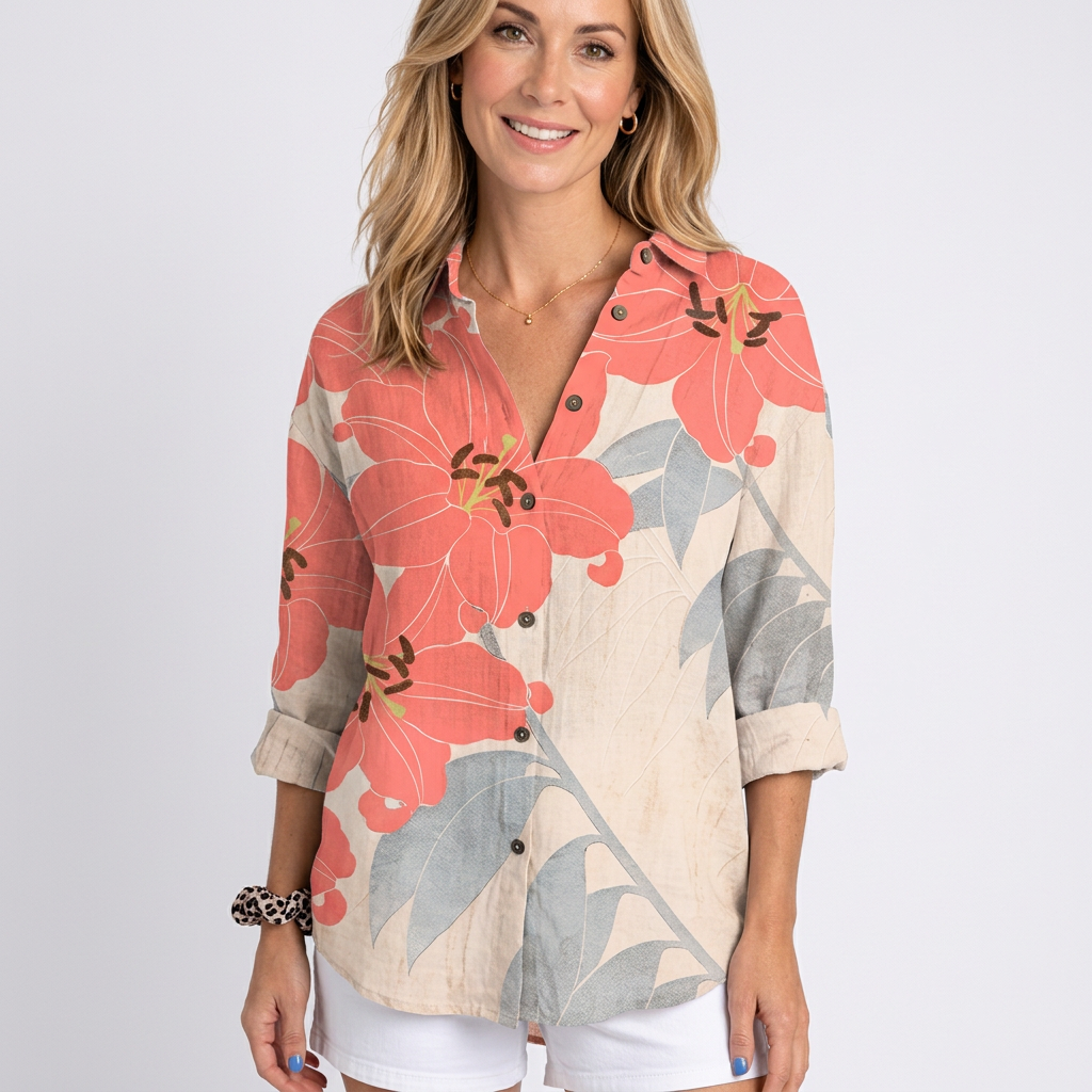 Women’s Floral Print Shirt Blouse Relaxed Fit