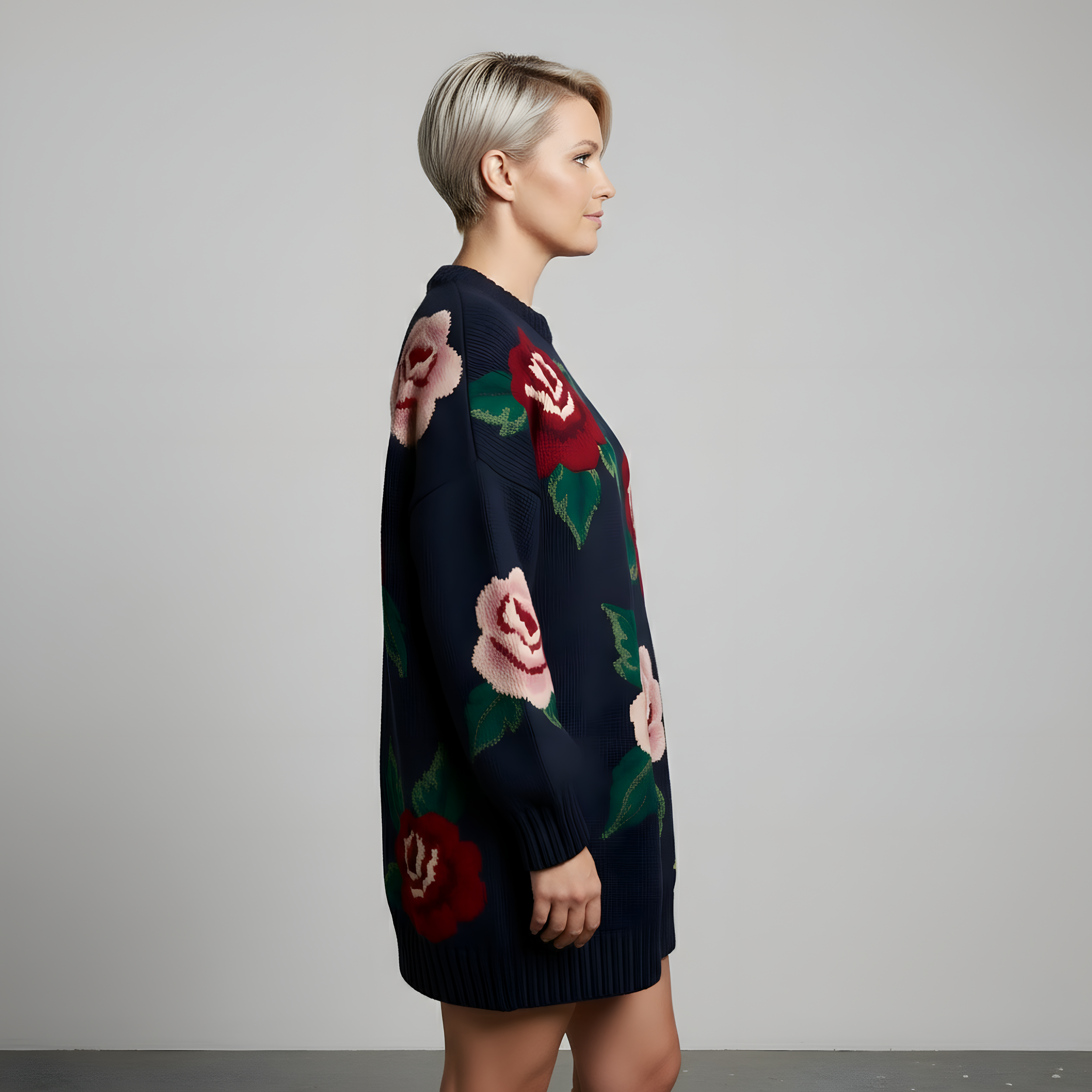 Nora - Black Flower Sweater