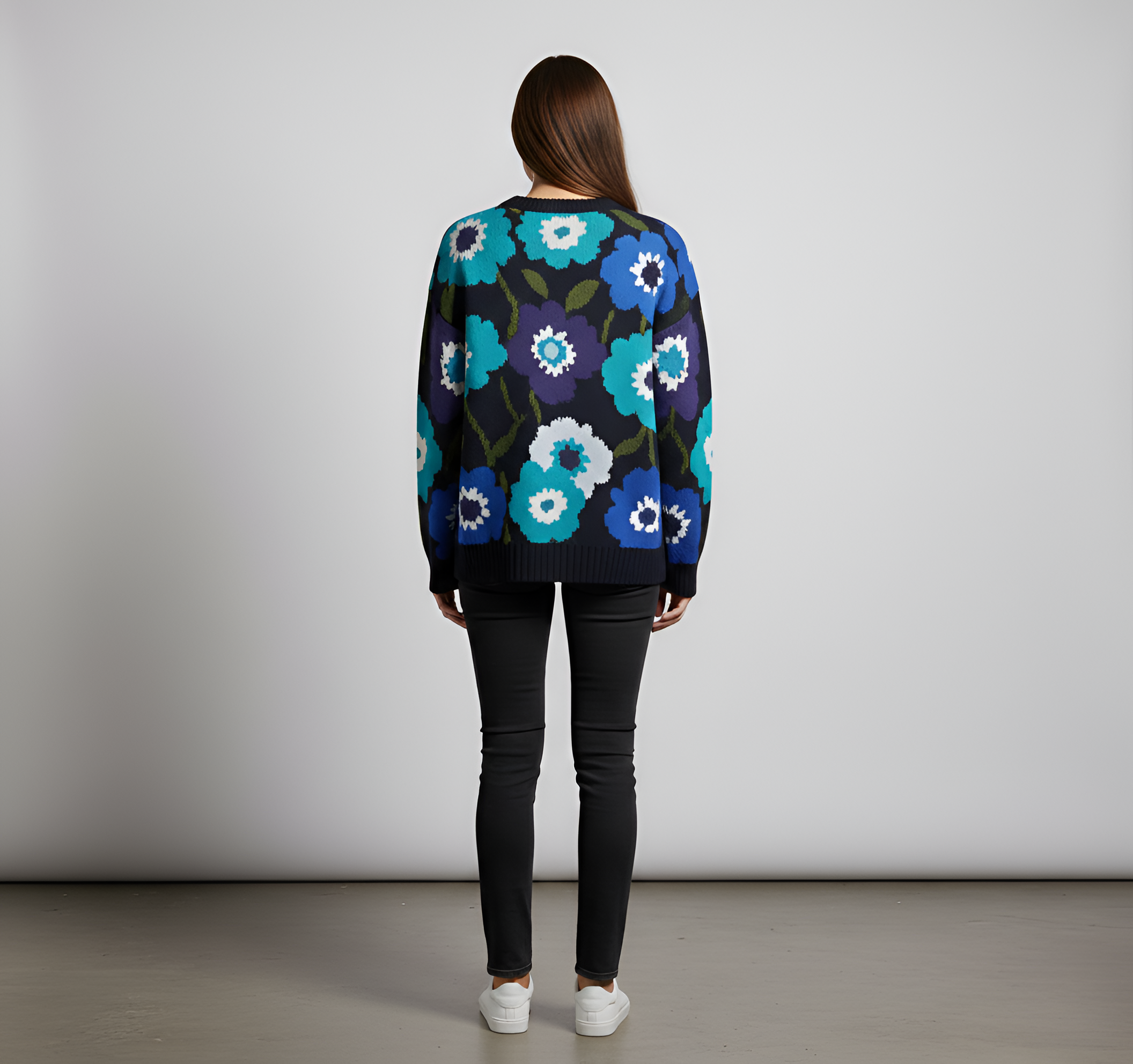 Kiki - Blue Flower Sweater
