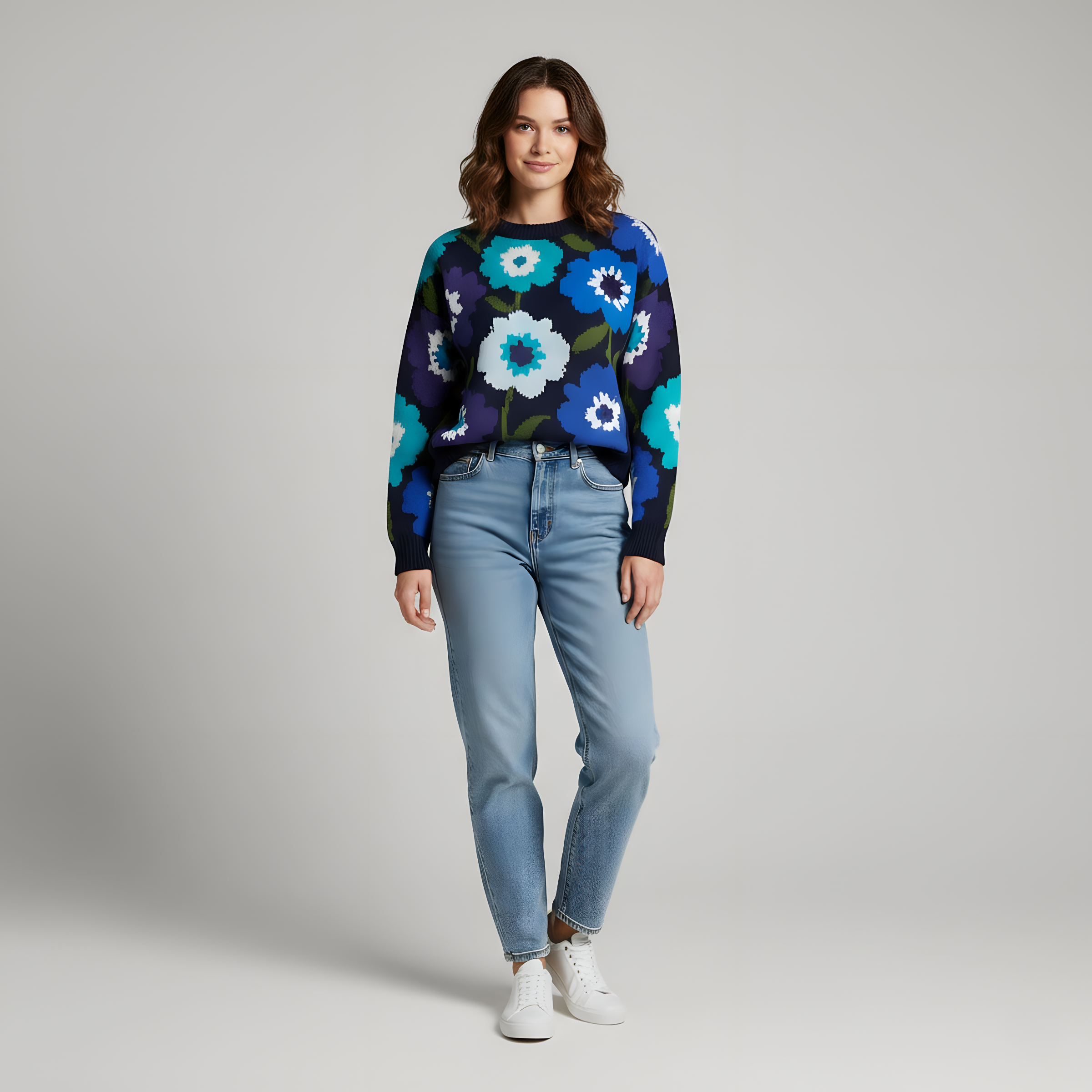 Kiki - Blue Flower Sweater
