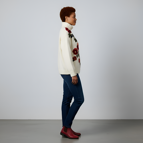 Kelly - White Flower Sweater