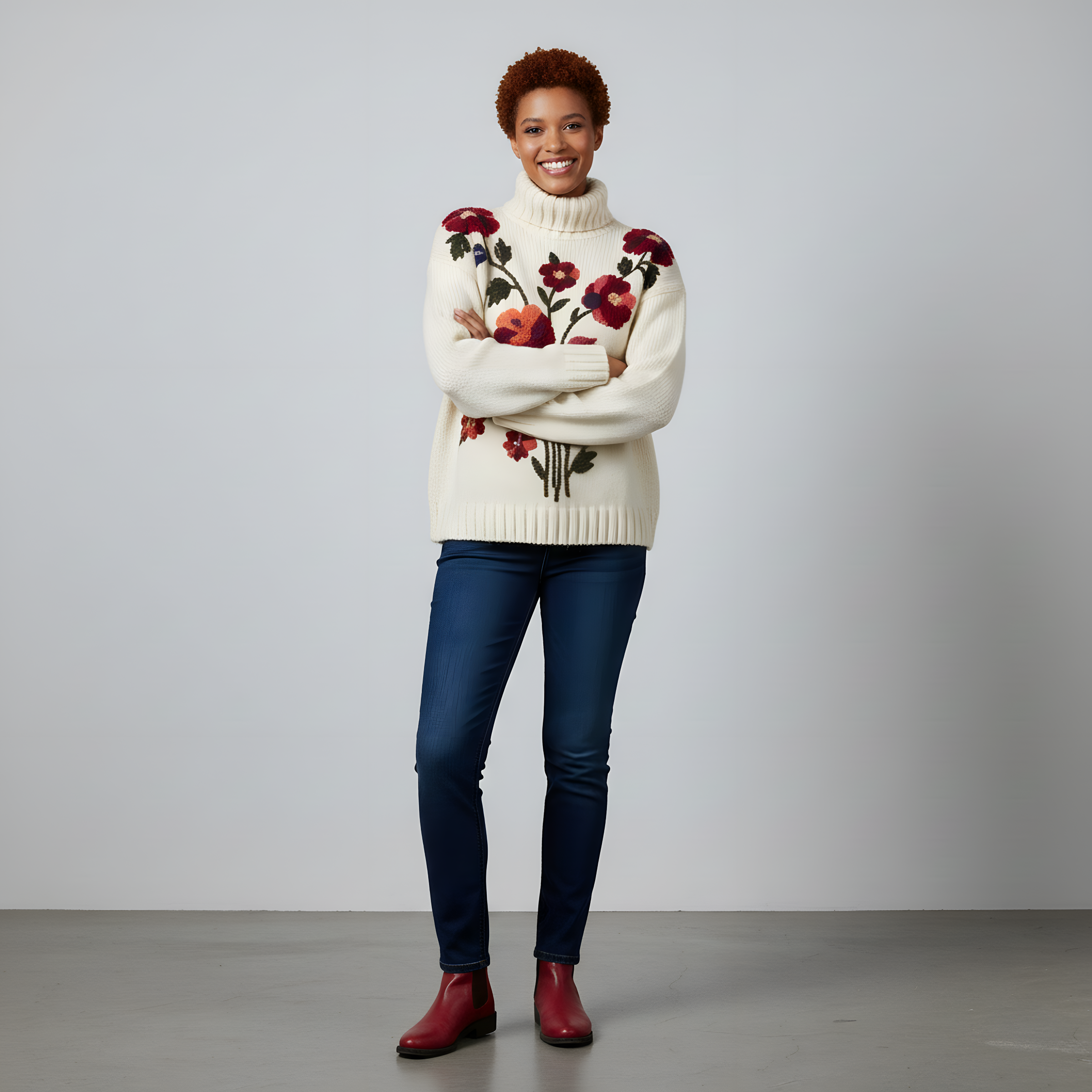 Kelly - White Flower Sweater