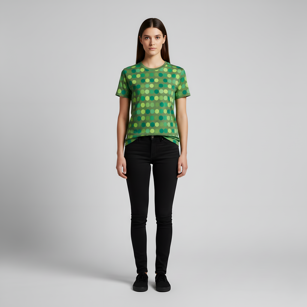 Nina - Green T-shirt with Rounds