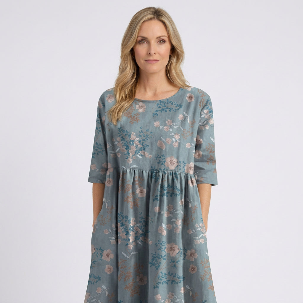 Women Floral Midi Dress Short Sleeve Casual Everyday