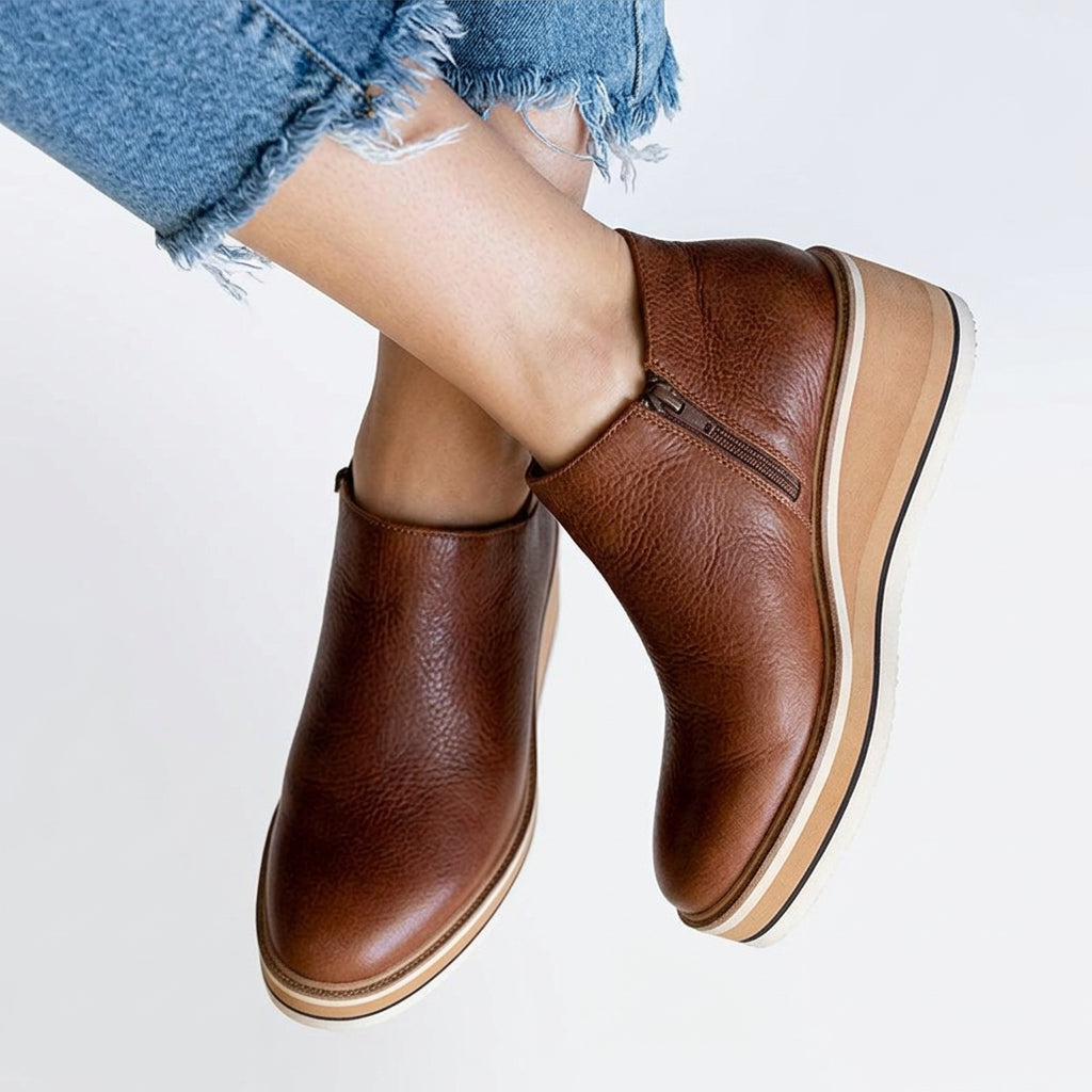 Women Slip On Ankle Boots Platform Casual Everyday Comfort