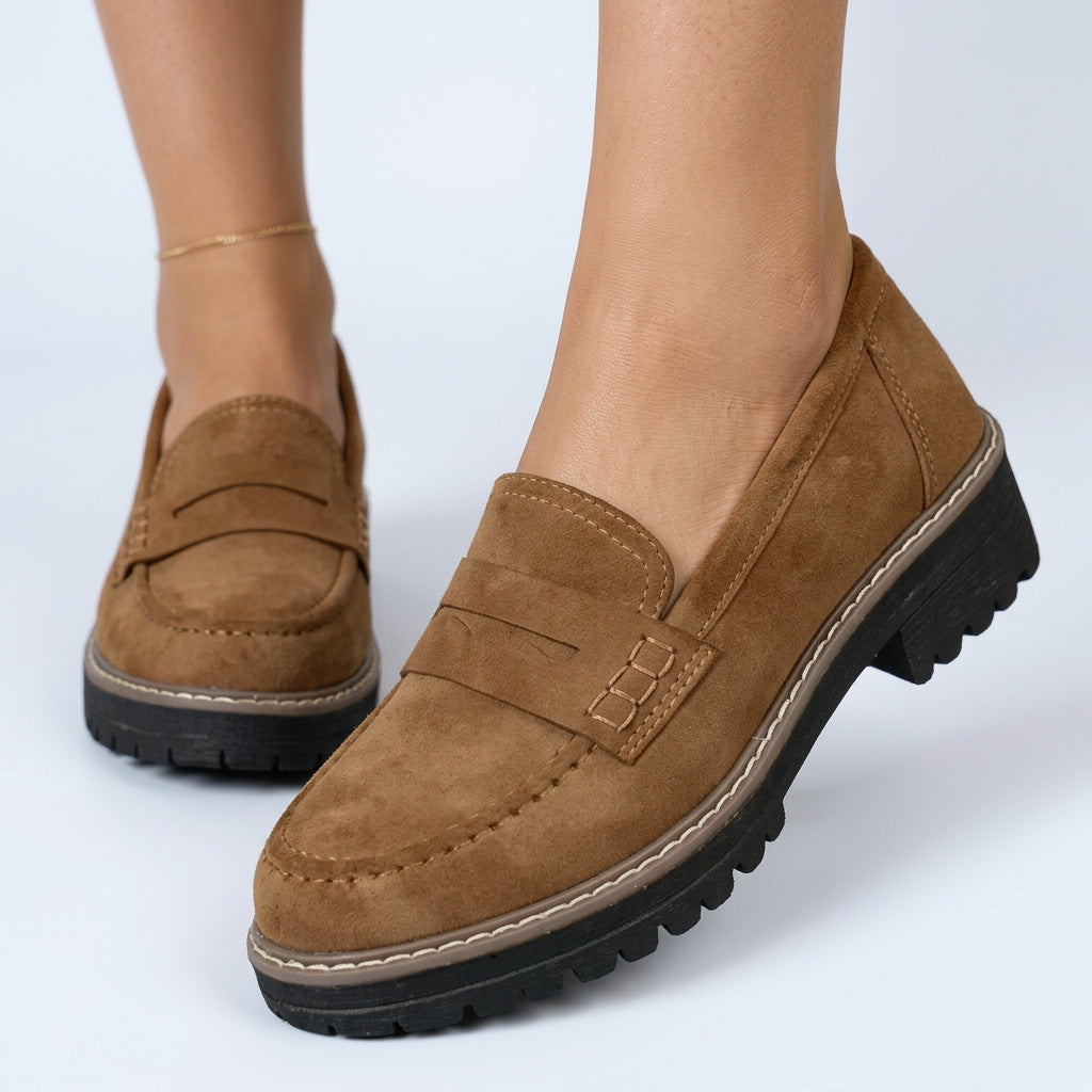 Women Chunky Loafers Slip On Casual Everyday Smart