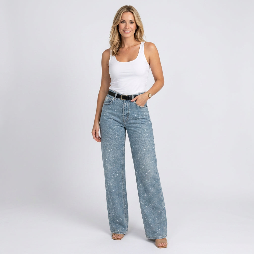 Women’s High Waist Wide Leg Jeans Straight Fit