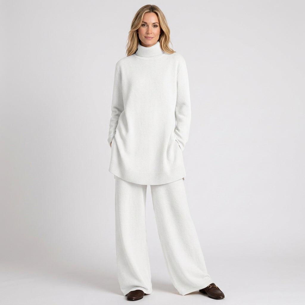 Women’s Knit Lounge Set Turtleneck Wide Leg Fit