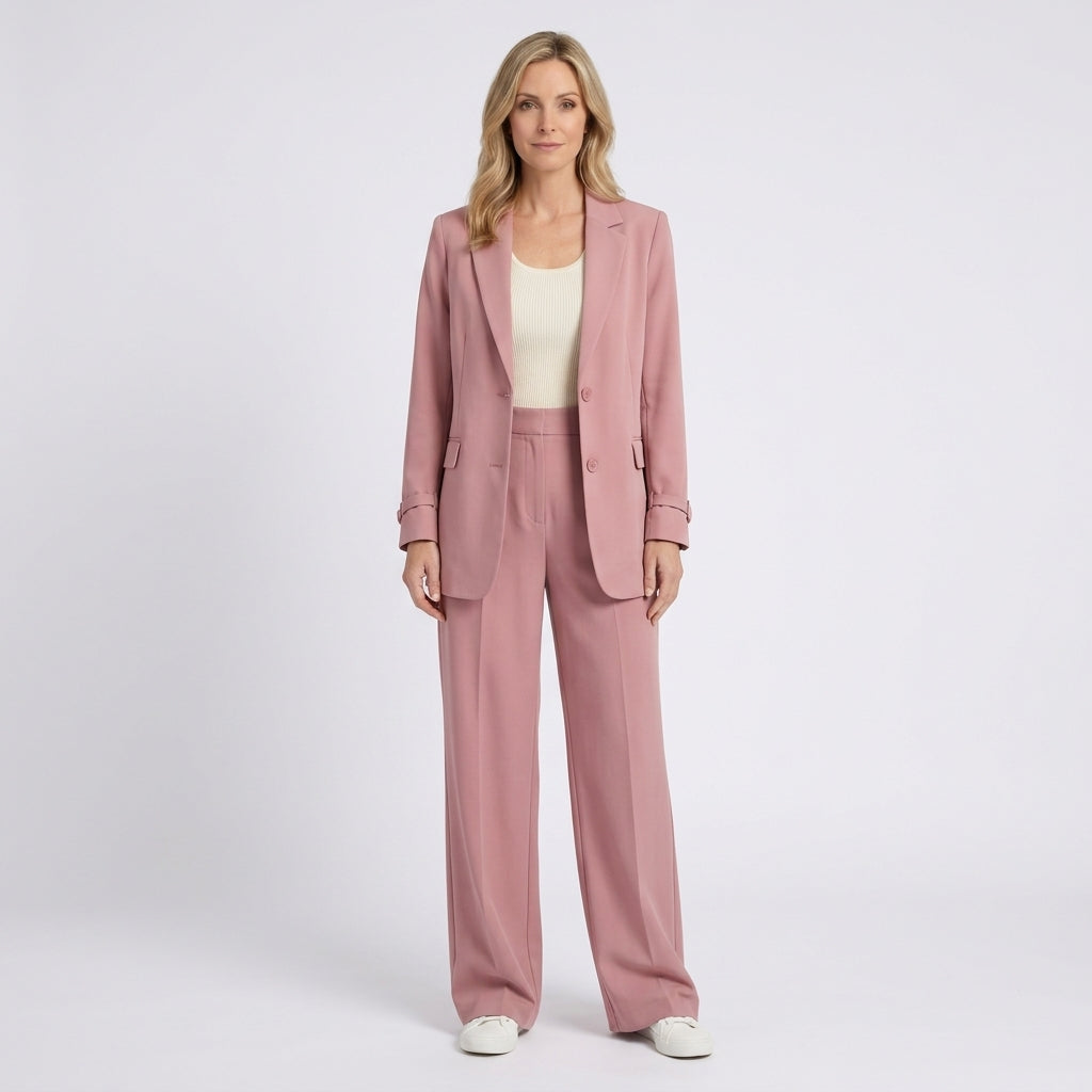 Women Two Piece Suit Set Blazer and Wide Leg Pants - Workwear Outfit