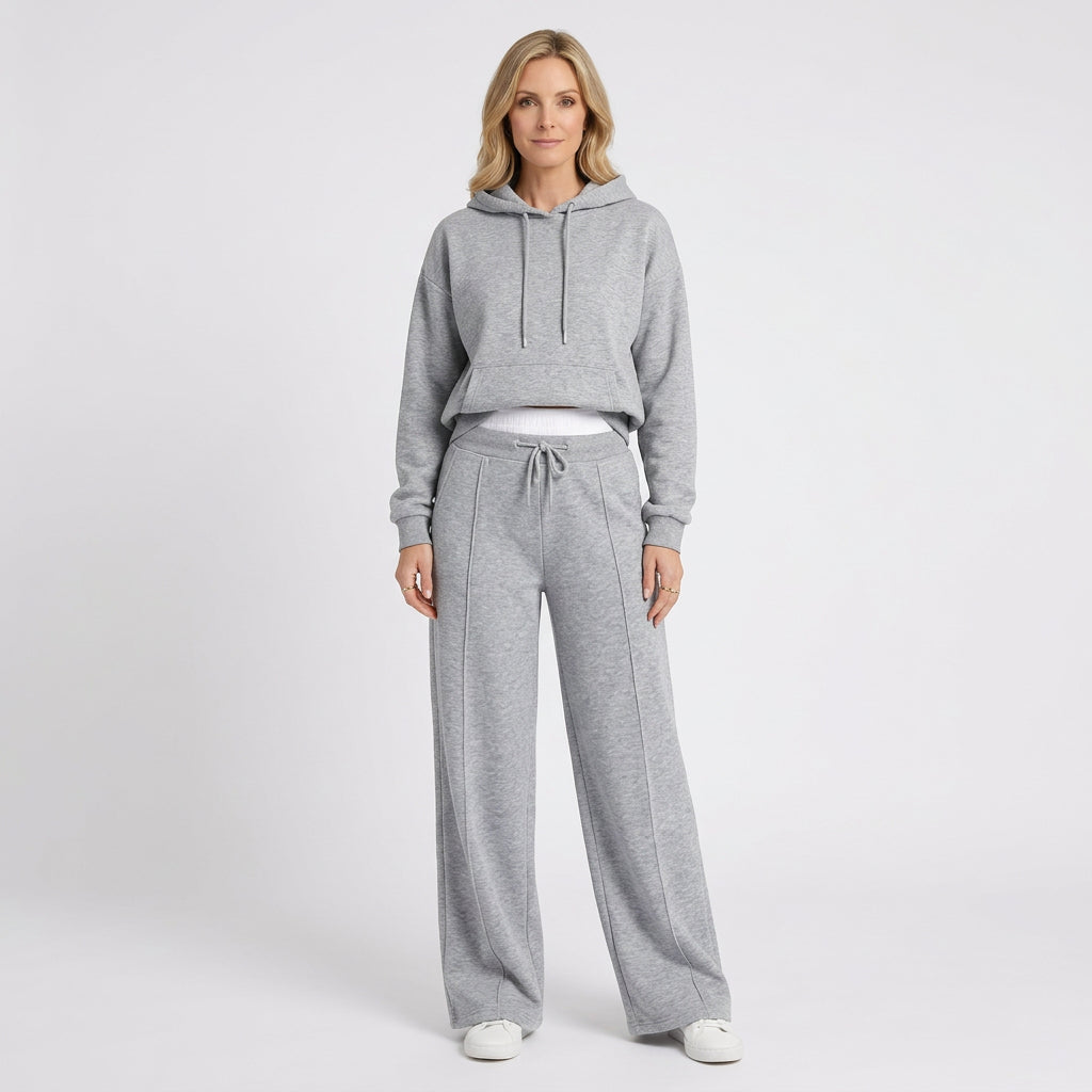 Women Two Piece Hoodie Set Wide Leg Pants Casual Everyday