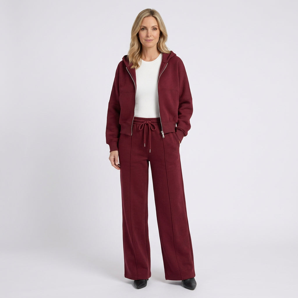 Women Two Piece Zip Jacket Straight Leg Pants Casual Everyday