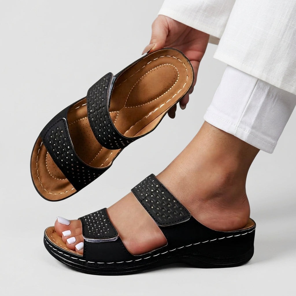 Women Slide Sandals Double Strap Casual Everyday Comfort