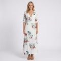 Women Floral Maxi Dress Short Sleeve Casual Holiday Everyday