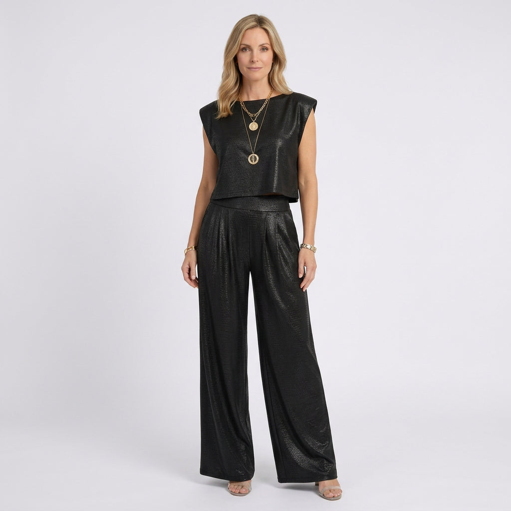 Women Sleeveless Top and Wide Leg Pants Set Occasion