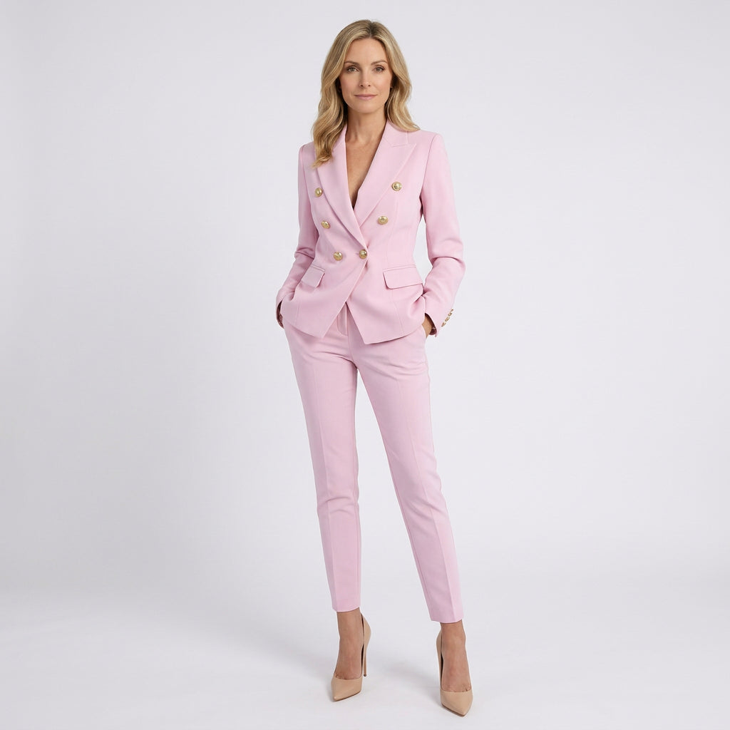 Women Tailored Blazer and Trousers Set Workwear Smart Casual