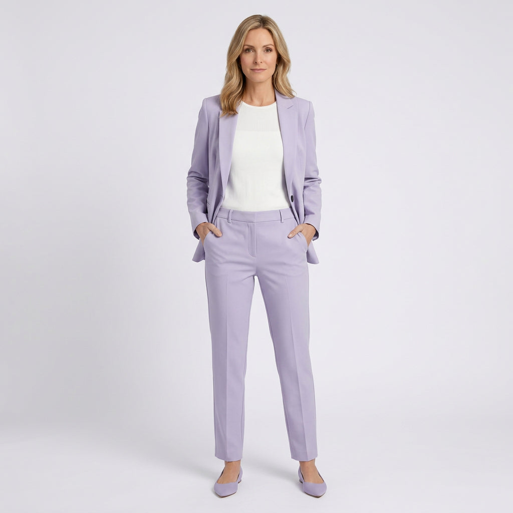 Women Tailored Blazer and Trousers Set Smart Casual Workwear