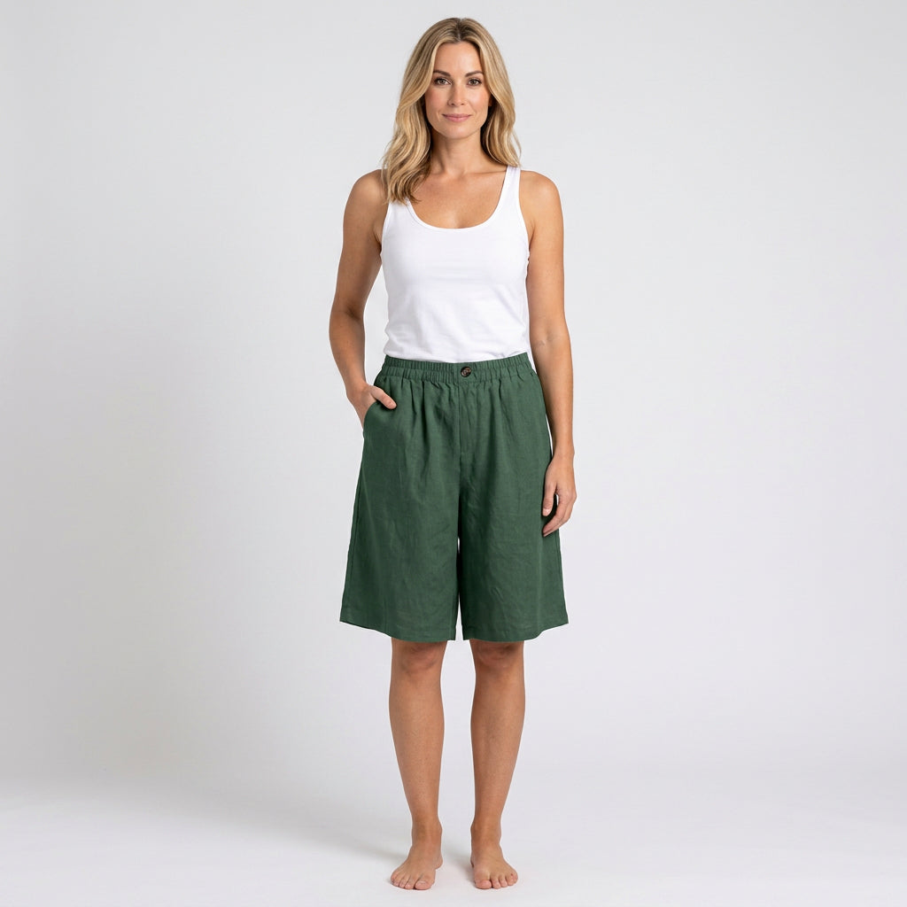 Women’s Relaxed Bermuda Shorts Elastic Waist Fit