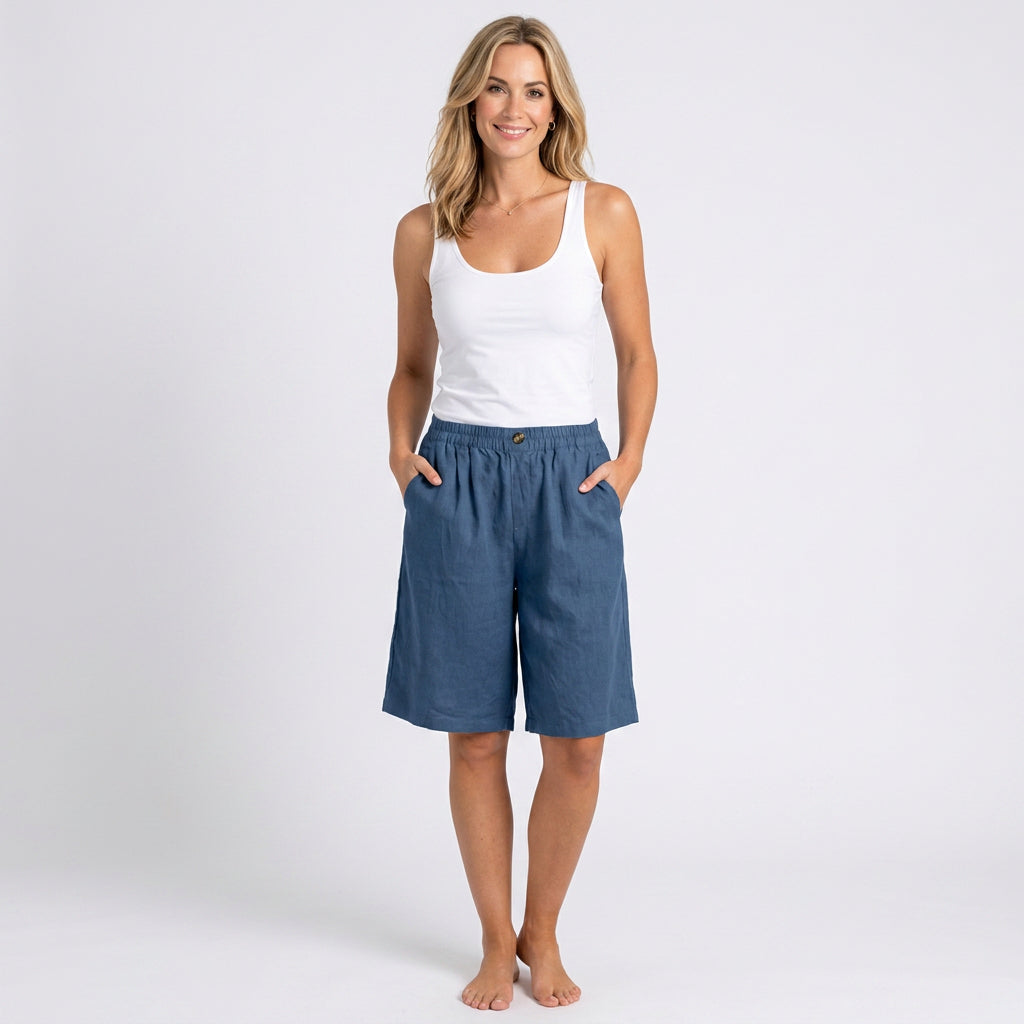 Women’s Relaxed Bermuda Shorts Elastic Waist Fit