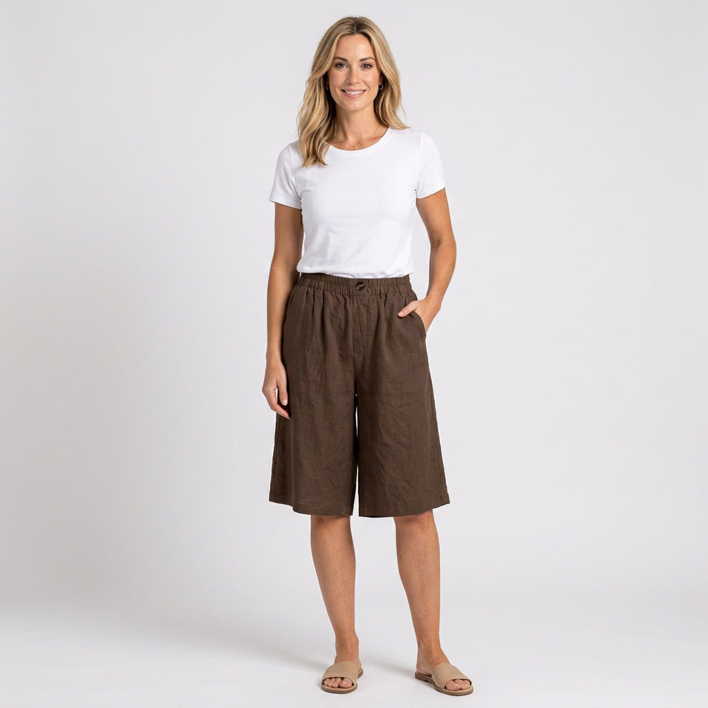 Women’s Relaxed Bermuda Shorts Elastic Waist Fit