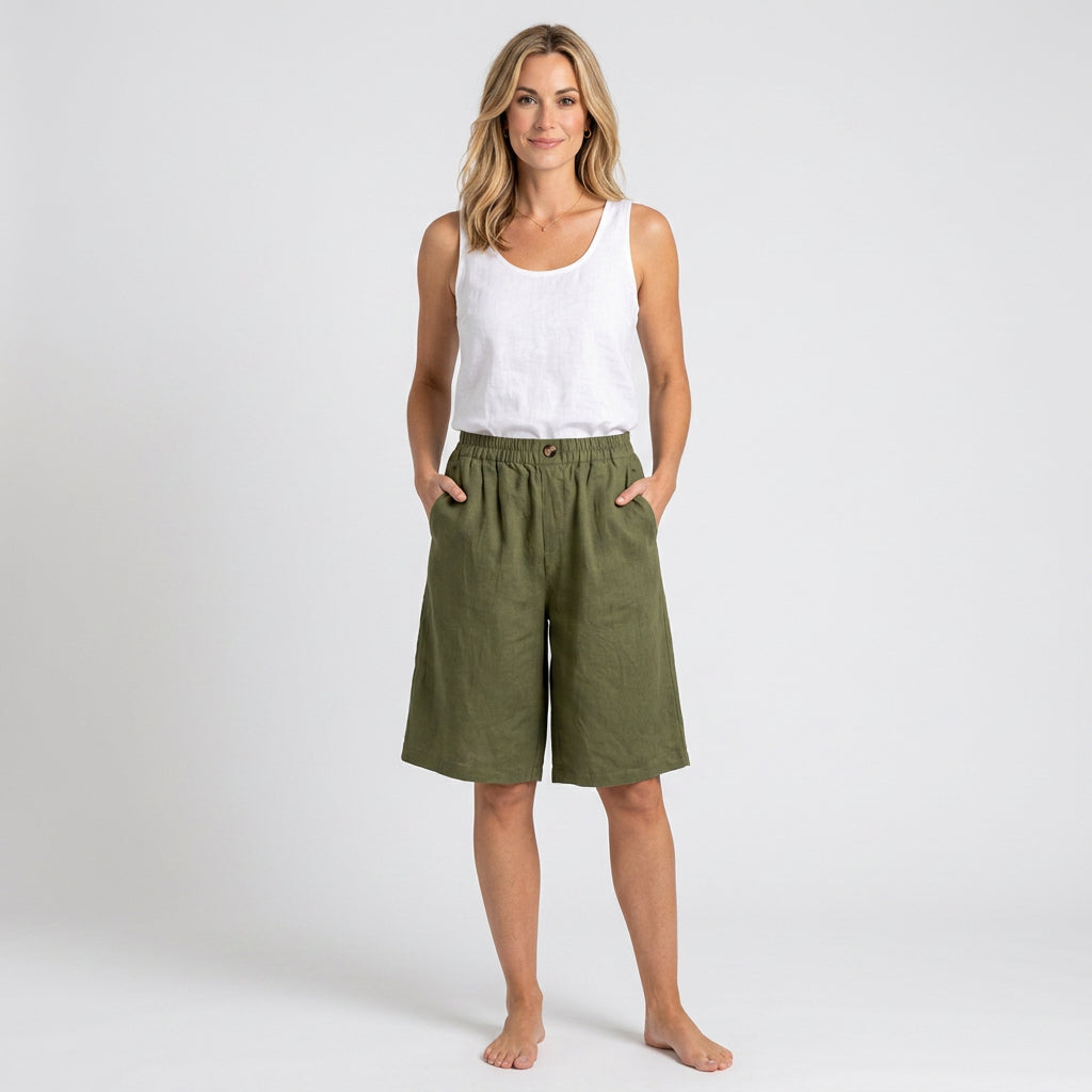 Women’s Relaxed Bermuda Shorts Elastic Waist Fit