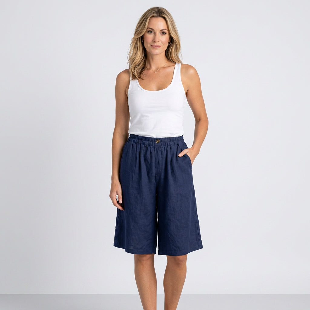 Women’s Relaxed Bermuda Shorts Elastic Waist Fit