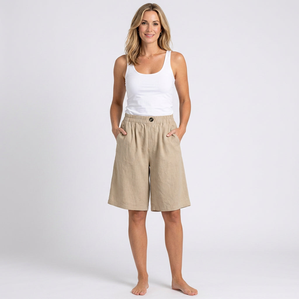 Women’s Relaxed Bermuda Shorts Elastic Waist Fit