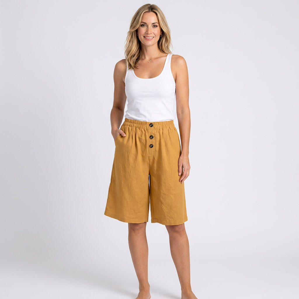 Women’s Relaxed Bermuda Shorts Elastic Waist Fit