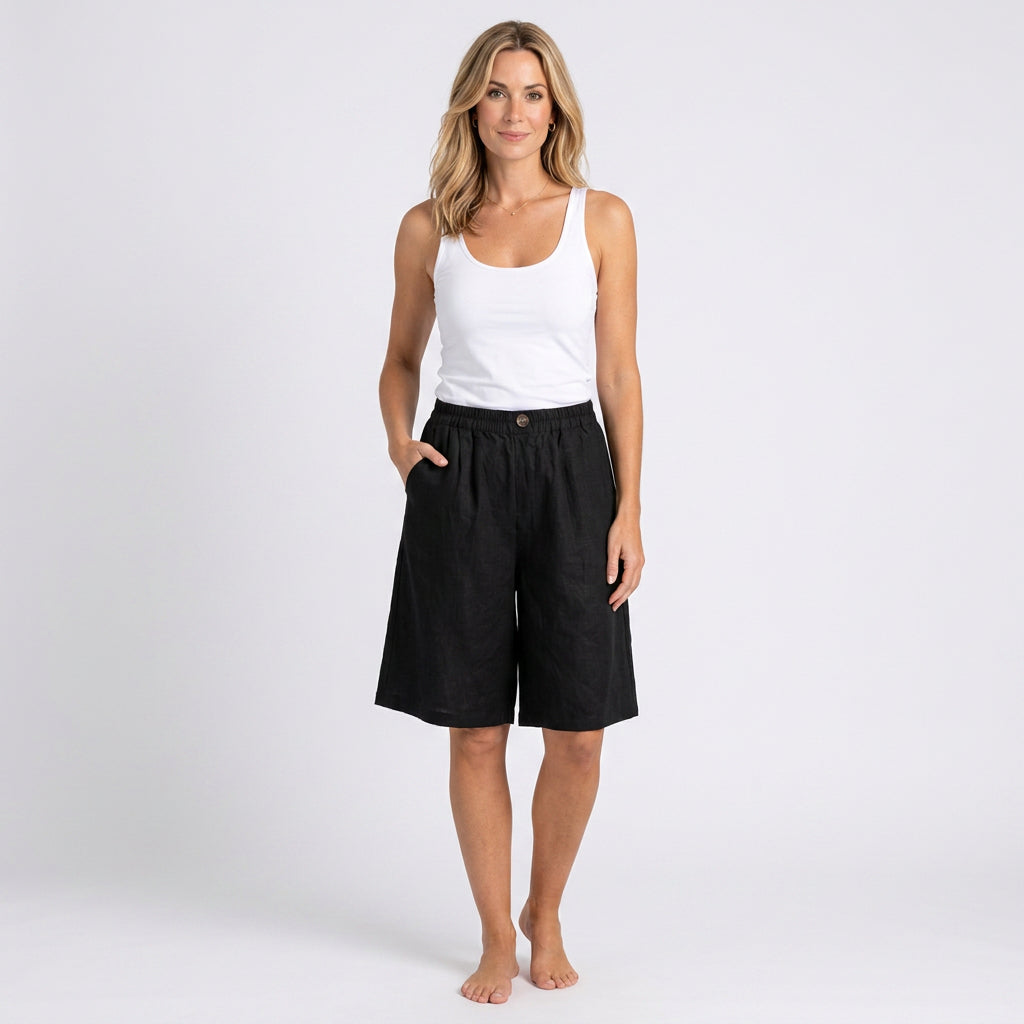 Women’s Relaxed Bermuda Shorts Elastic Waist Fit