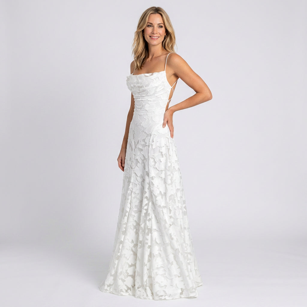 Women’s Floral Maxi Evening Dress Spaghetti Strap Tailored Fit