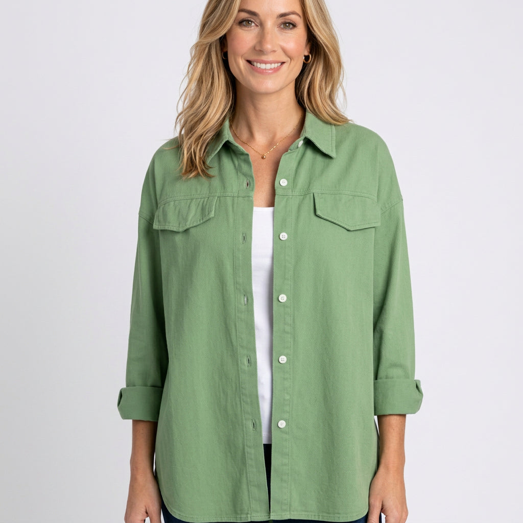 Women’s Corduroy Shirt Jacket Button Front Relaxed Fit