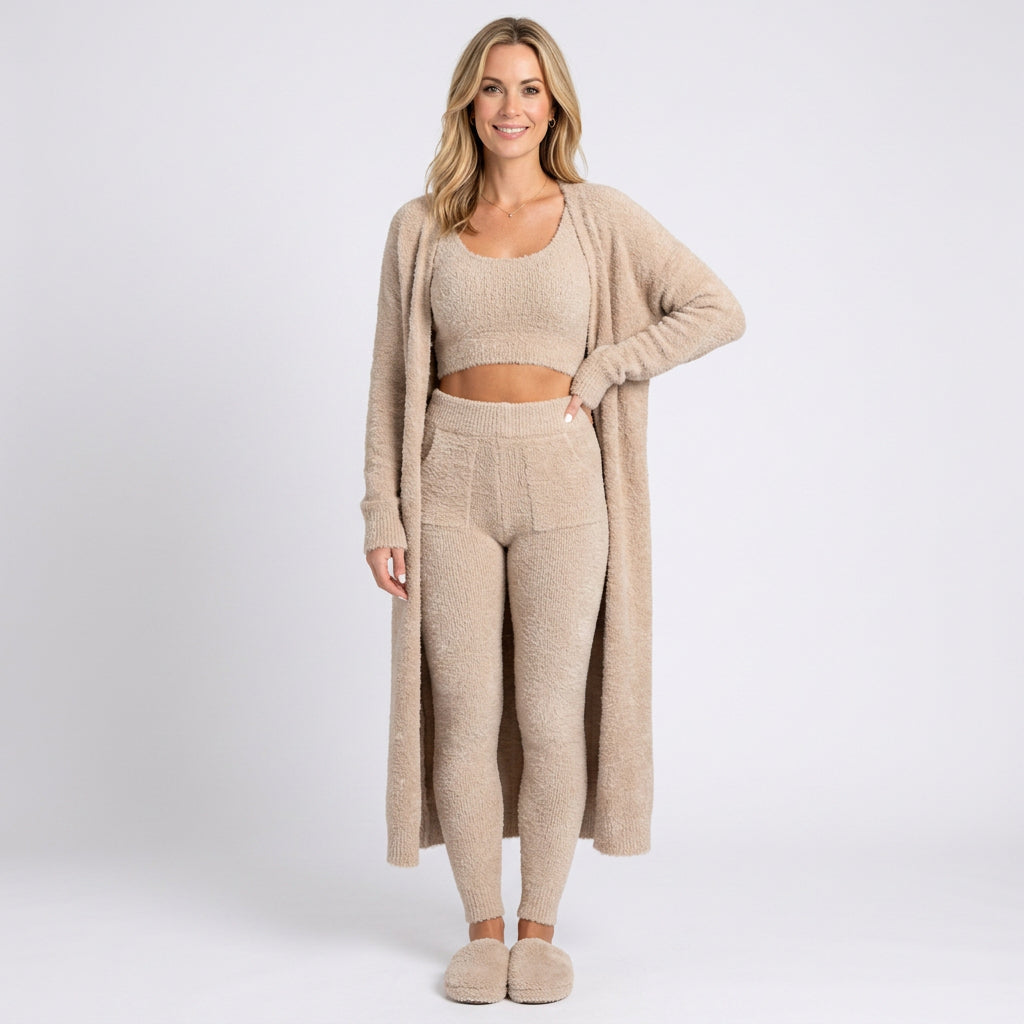 Women’s Knit Lounge Set Three Piece Soft Relaxed Fit
