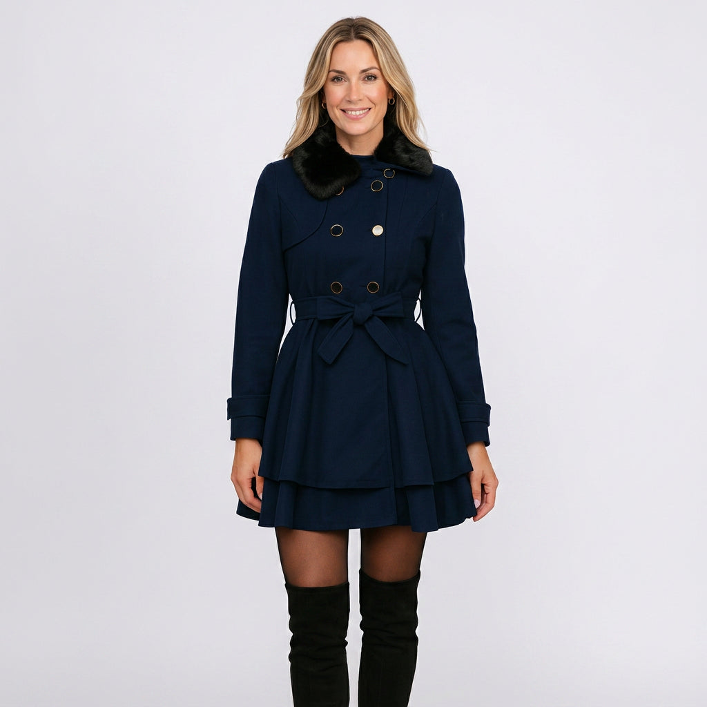 Women’s Double Breasted Short Coat Belted Fit