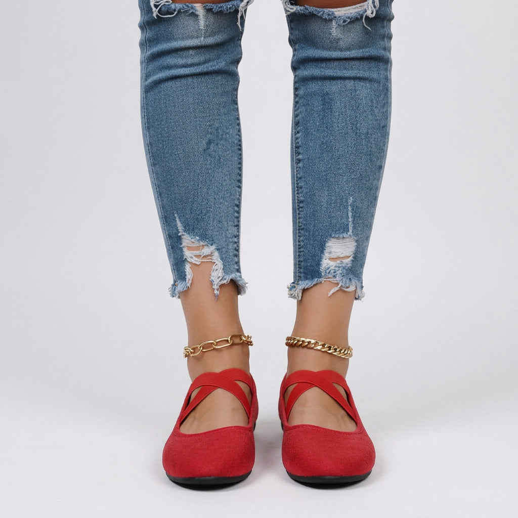 Women Wedge Shoes Elastic Strap Comfort Flats Closed Toe - Casual Shoes