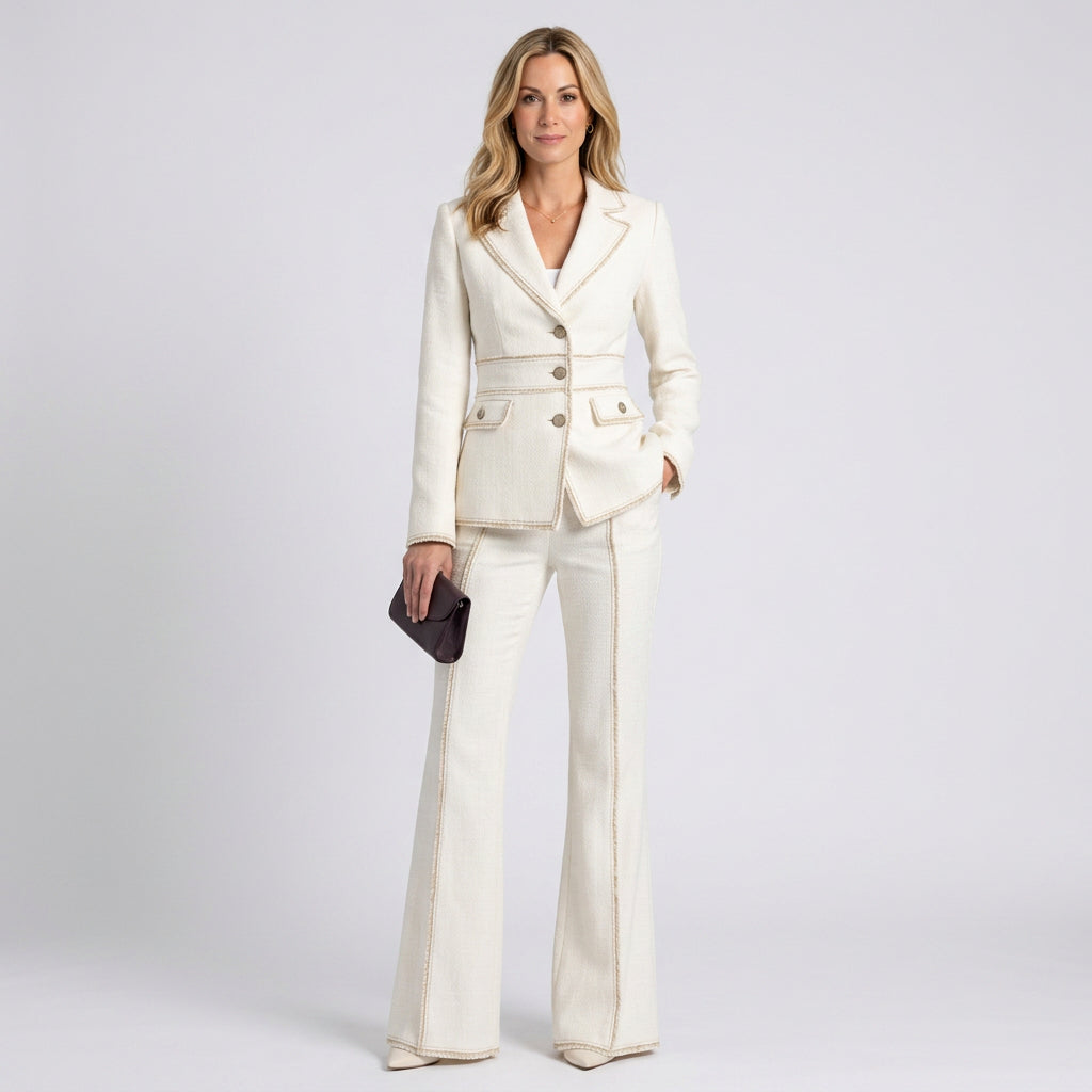 Women’s Denim Trouser Suit Set Tailored Flared Fit