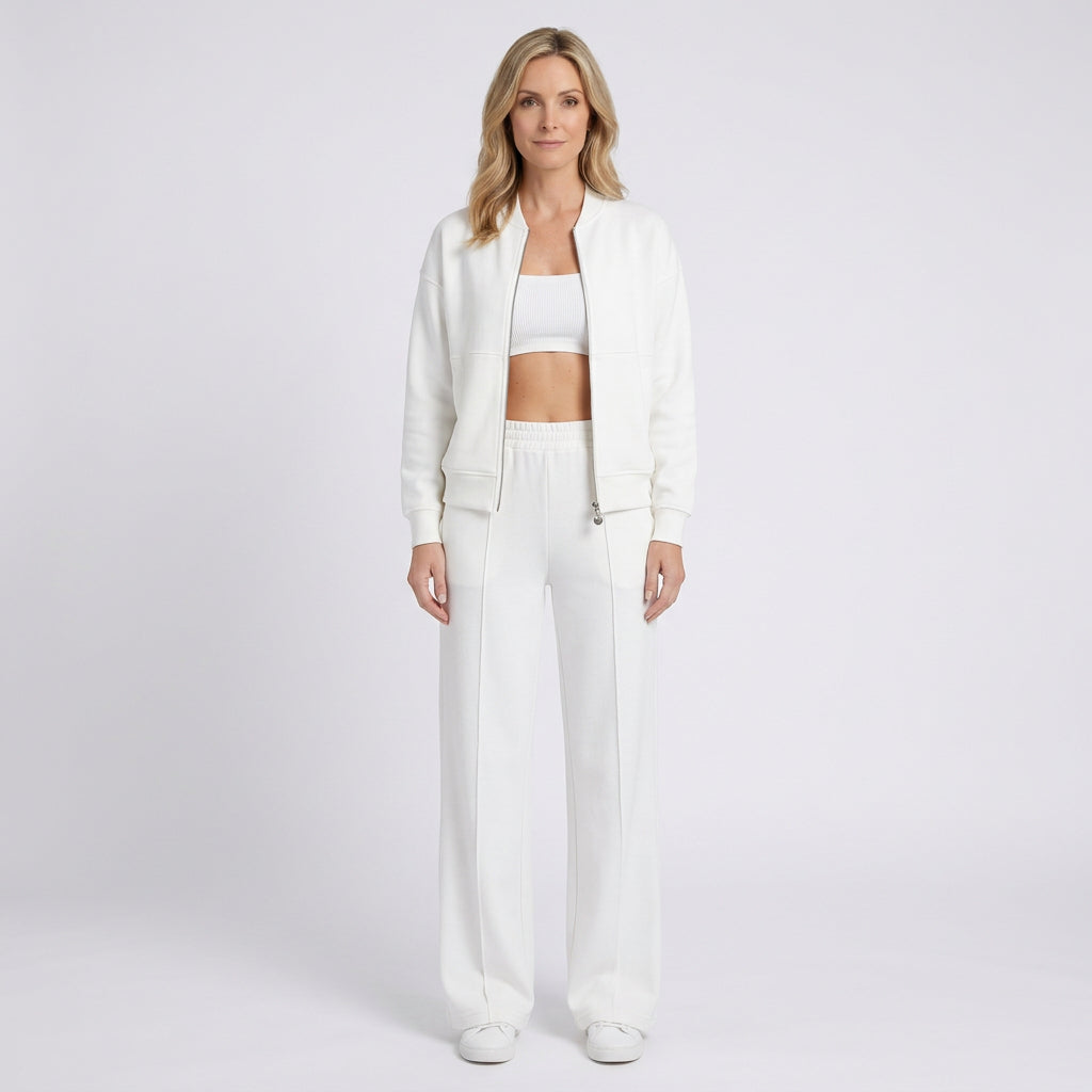 Women Two Piece Zip Jacket Straight Leg Pants Casual Everyday