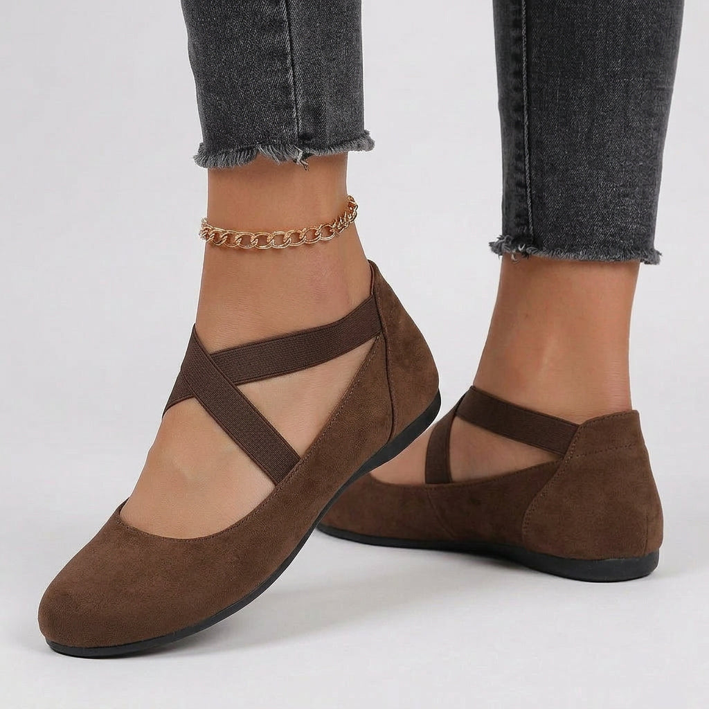 Women Wedge Shoes Elastic Strap Comfort Flats Closed Toe - Casual Shoes