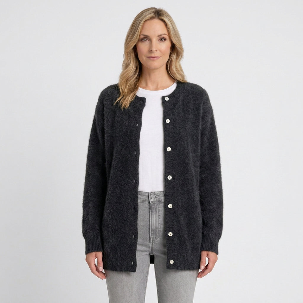 Women Longline Knit Cardigan Button Front Casual Everyday