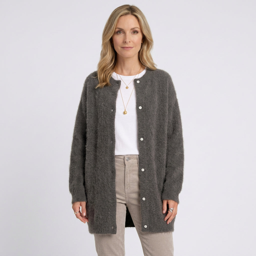 Women Longline Knit Cardigan Button Front Casual Everyday