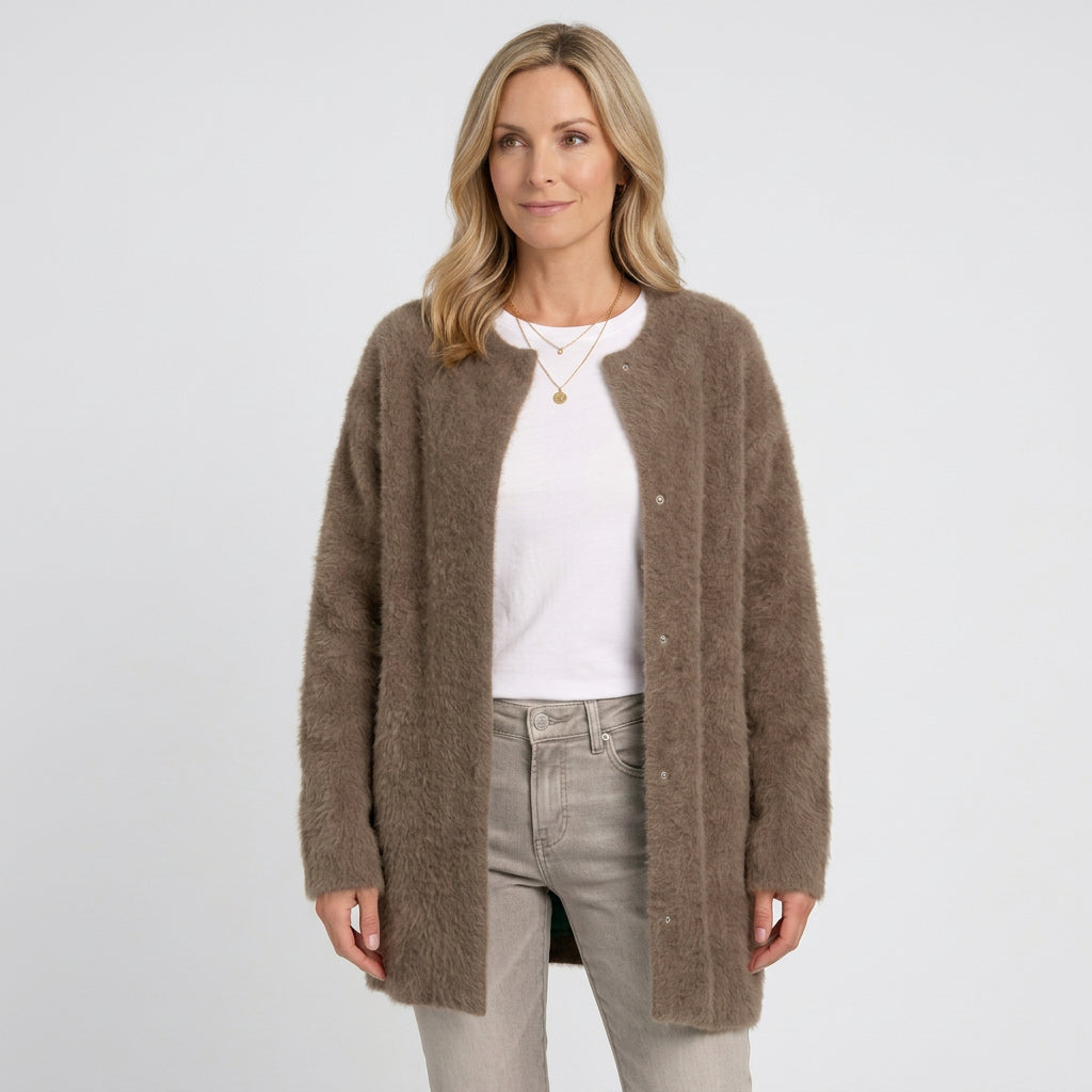 Women Longline Knit Cardigan Button Front Casual Everyday