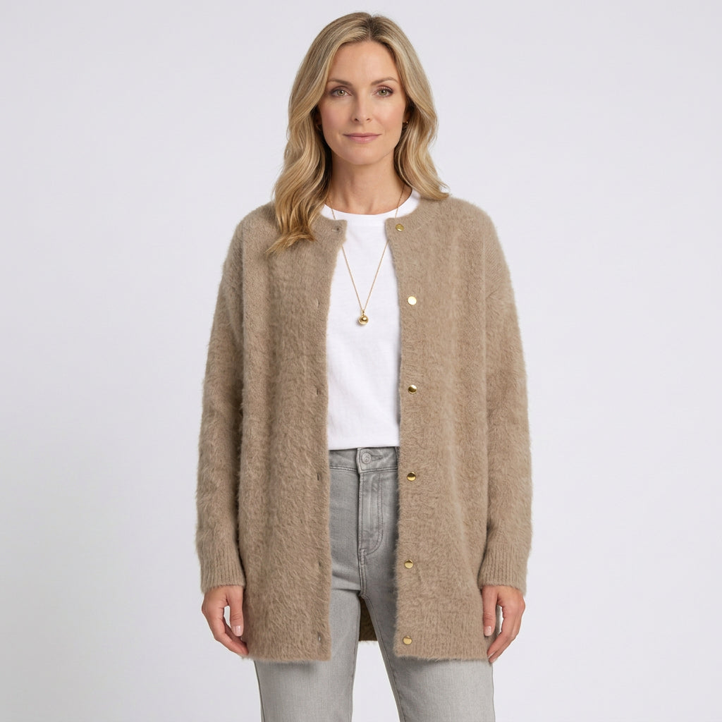 Women Longline Knit Cardigan Button Front Casual Everyday