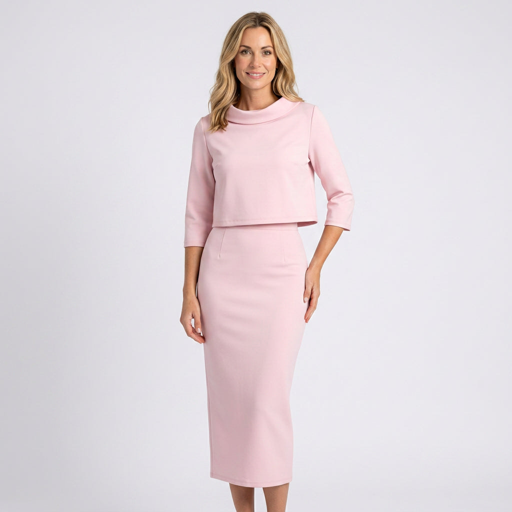 Women’s Midi Pencil Dress Overlay Bodice Tailored Fit